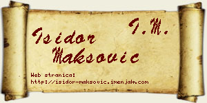 Isidor Maksović vizit kartica